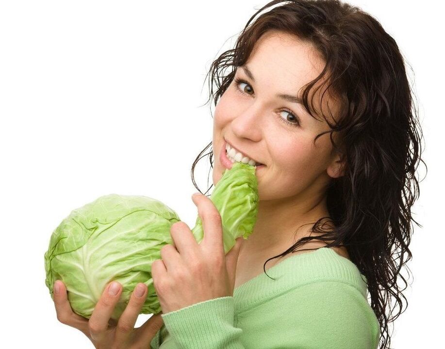 girl eats cabbage to increase breasts