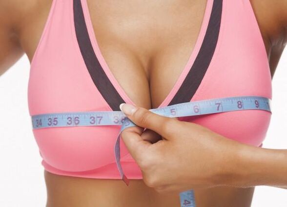 Women's breasts after breast augmentation using many methods